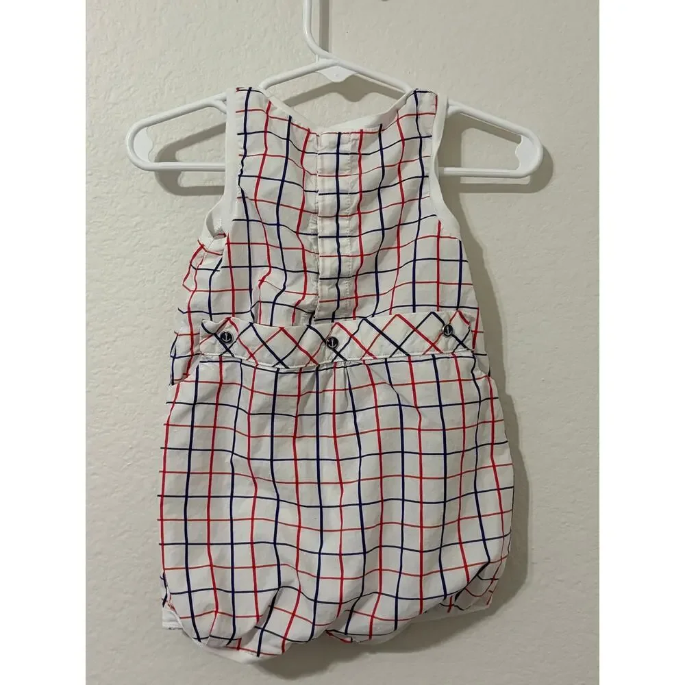 Jacadi Paris Size 6 Months Romper Cotton One Piece Nautical Sailor Lightweight
